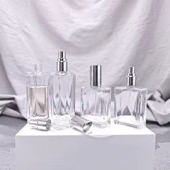 High Quality Luxury 30ml Clear Empty Rectangle Perfume Glass Bottle Refillable Custom Cosmetic Spray Pump Direct Factory Sales