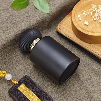 Black Round Frosted Perfume Bottle, with Customizable Pum...